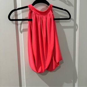 Neon pink superdown halter crop top